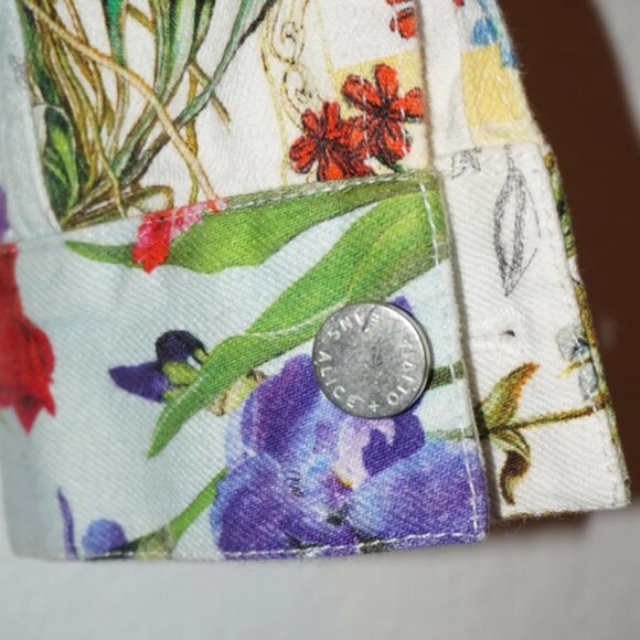 "Alice + Olivia" Denim "Chloe" Boxy Floral Patchwork Cropped Jacket - Size XS - Picture 7 of 9